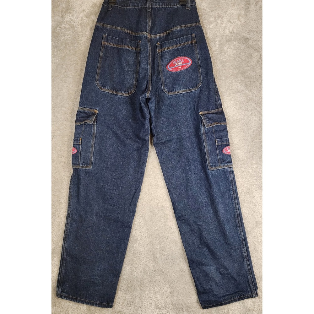 SHEIN Wake Jeans Womens Size 4 Blue Dark Wash Cargo Baggy High Rise Streetwear